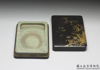 图片[2]-Yung-cheng reign mark Sung-hua stone inkstone in a black lacquer box with painted gold design-China Archive